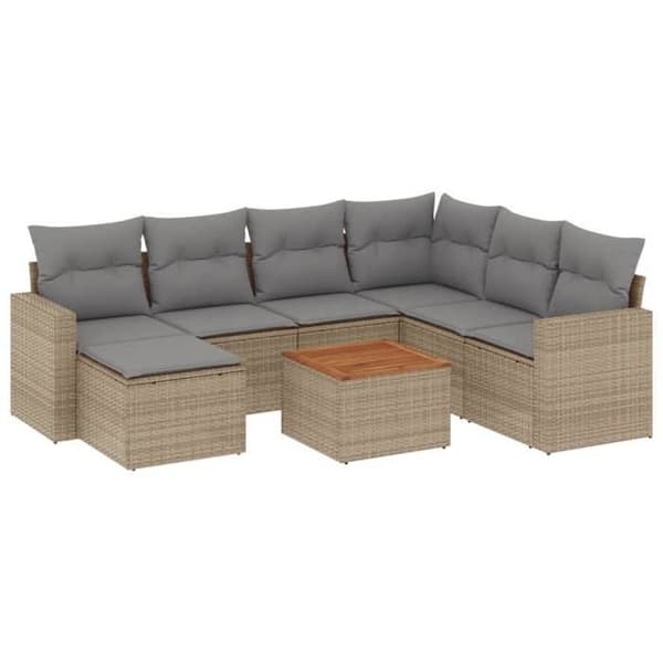 Maison Exclusive - Trädgårdsmöbler med kuddar 8 delar beige flätad resin