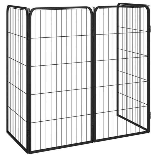 Eksklusivt Hus - Hundepark 4 paneler Sort 50x100cm Pulverlakeret stål Svart
