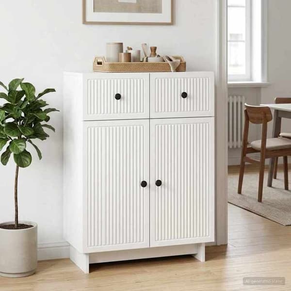 Maison Exclusive - Buffé Vit glänsande 66 x 34,5 x 90 cm Ingenjörsträ Strålande vit