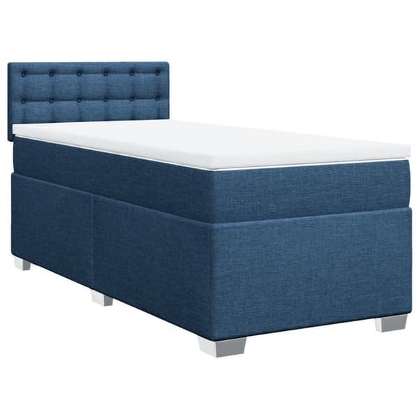 Maison Exclusive - Sengestel med springmadras Blå 90x200 cm Stof