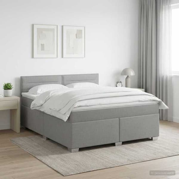Maison Exclusive - Boxspring säng med madrass Ljusgrå 140 x 200 cm Tyg Ljusgrått