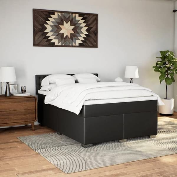 Maison Exclusive - Rammem i træ med madras Sort 160x200 cm