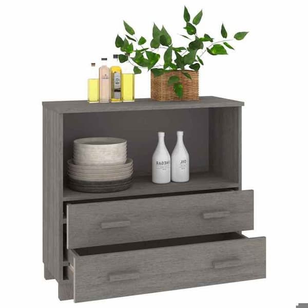 Maison Exclusive - Buffé HAMAR Ljusgrå 85x35x80 cm Massivt furu