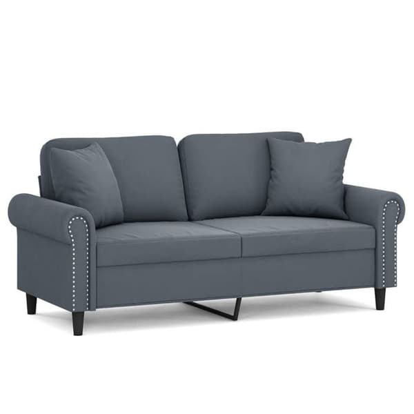 Soffa 2 platser - Maison Exclusive - Mörkgrå sammet - Metallram - Kuddar ingår Mörkgrå