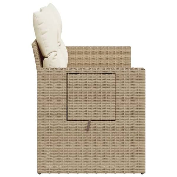 Maison Exclusive - Trädgårdsoffa med kuddar 2 platser beige flätad resin