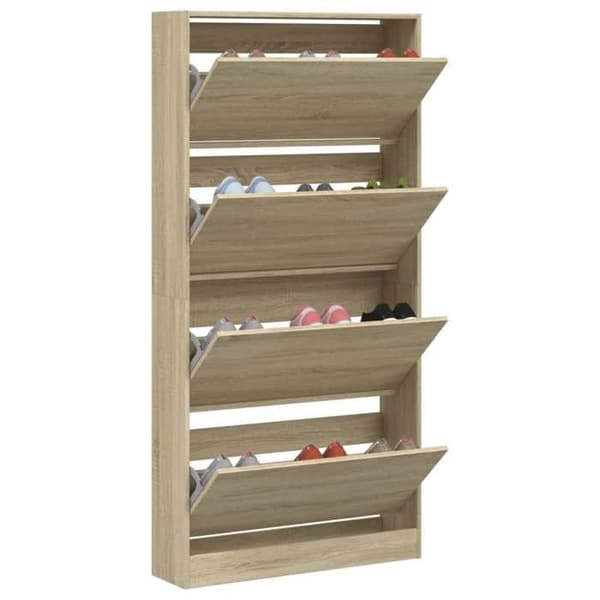 Maison Exclusive - Skoskab med 4 foldbare skuffer i sonoma eg