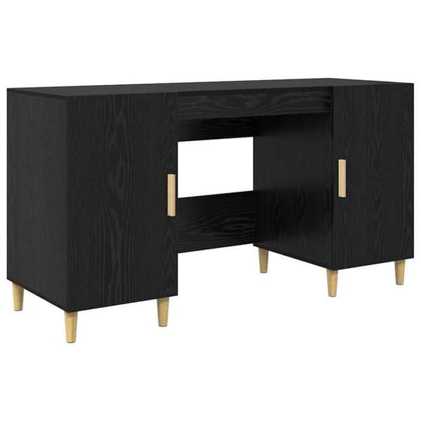 Maison Exclusive - Kontor Sort egetræ Ingeniørtræ 140 x 50 x 75 cm svart ek