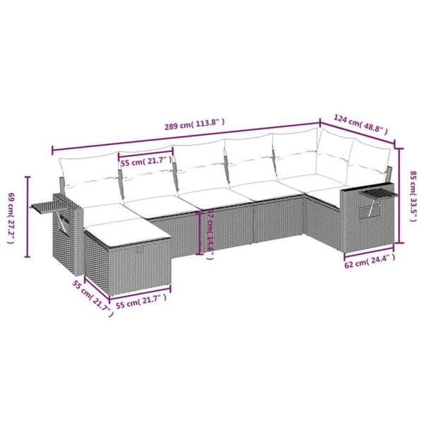 Maison Exclusive - Trädgårdsmöbler med kuddar 7 delar grå flätad resin