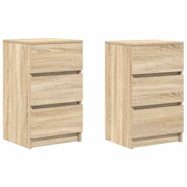Natskabe - EKSKLUSIV HUS - 3 skuffer (sæt af 2) - Sonoma eg - 39x35x65 cm - Spånplader Sonoma ek