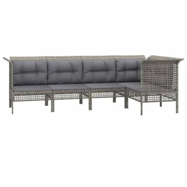 Maison Exclusive - Trädgårdsmöbler 5 delar med kuddar Grå Flätad resin