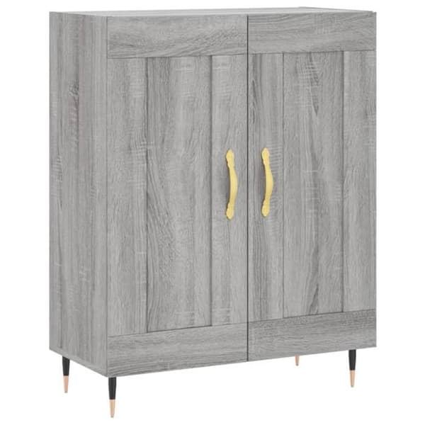 Buffé - EXKLUSIVT HUS - Sonoma grå 69,5x34x90 cm - Ingenjörsträ - Stort kapacitet - Väggmontering ingår sonoma grå