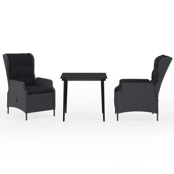 Maison Exclusive - 3 osan tummanharmaa puutarhapöytäryhmä