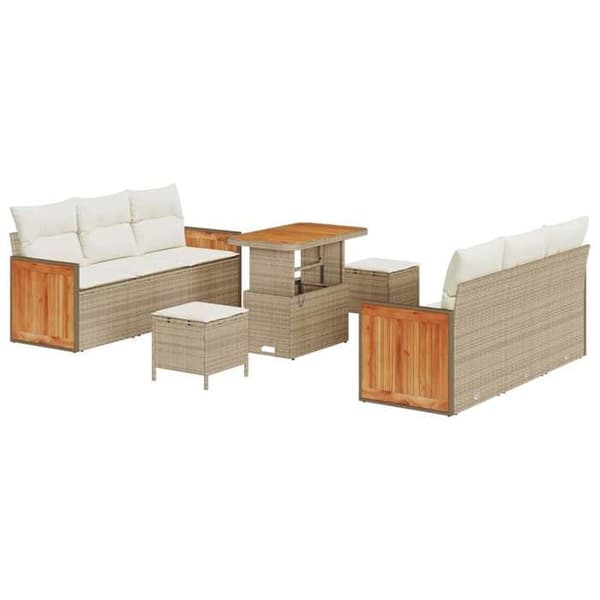 Maison Exclusive - 11-delars trädgårdsoff-set 8-sits Neutrala färger