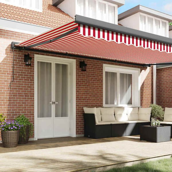 Maison Exclusive - Fällbart tak i röd och vit 500 × 300 cm