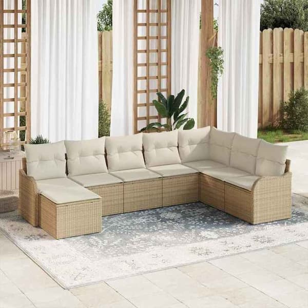 Maison Exclusive - 8 osan beige polyrottinkinen puutarhakalustesetti