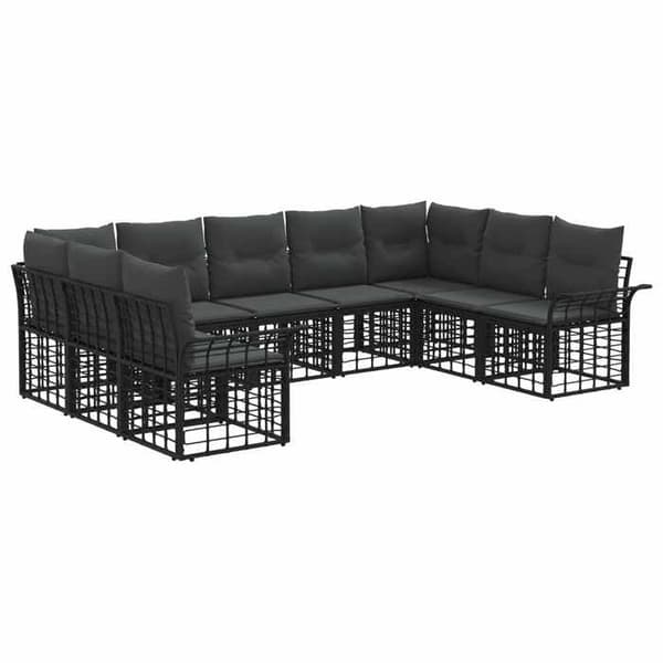 Udendørs sofa - EKSKLUSIV HUS - Sektionel sofa - Modulær - Poly rattan - Holdbar stålramme Svart och mörkgrå