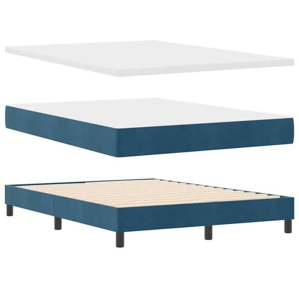 Maison Exclusive - Resårmadrass med mörkblå sängkläder 140 x 200 cm Sammet Mörkblå