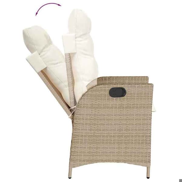 Maison Exclusive - Trädgårdsset med matbord och kuddar 9 delar beige Poly rotting