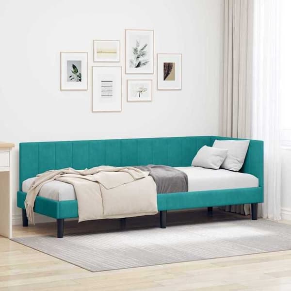 Maison Exclusive - Turquoise hörnsängram 80 cm x 200 cm Sammet