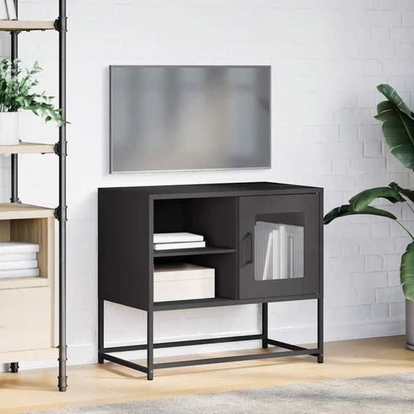 Maison Exclusive - Sort TV-møbel 68x39x60,5 cm stål Svart