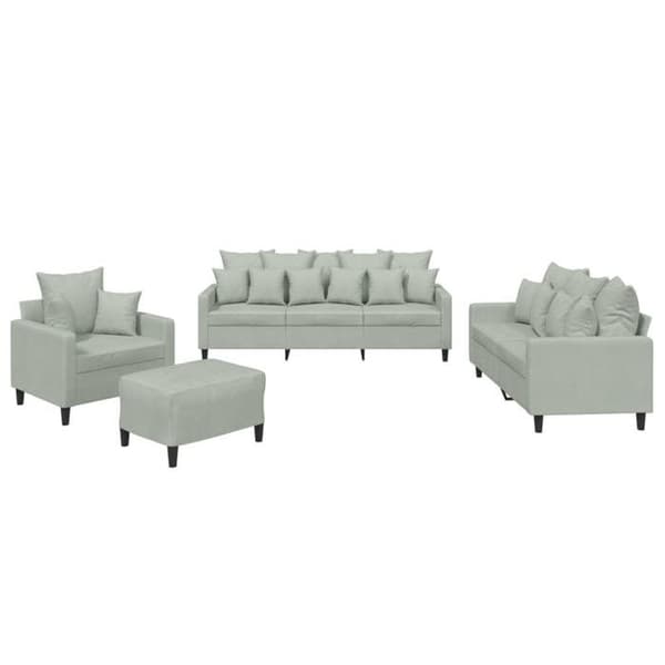 Maison Exclusive - Sæt af 4 sofaer med puder Lys grå Velour