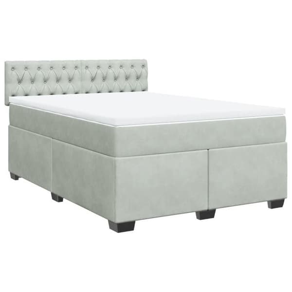 Maison Exclusive - Seng solid bund med socker og madras Grå 160x200cm Velour