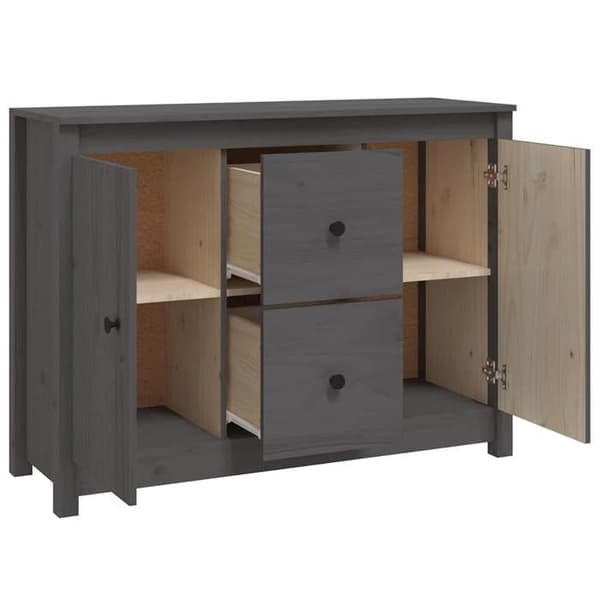 Maison Exclusive - Harmaa buffet 100x35x74 cm massiivipuusta, mänty Grå