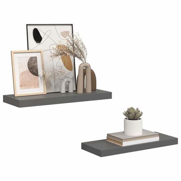 Maison Exclusive - Kelluva seinähylly 2 kpl Harjattu harmaa 60x23,5x3,8 cm MDF