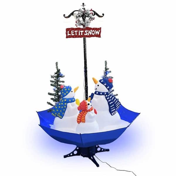 Maison Exclusive - Snöig julgran med blå paraplybas 170 cm PVC Blå