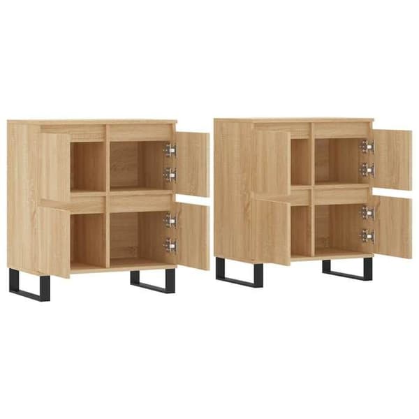 Maison Exclusive - Buffeter 2 stk. egetræ sonoma ingeniørtræ Sonoma ek