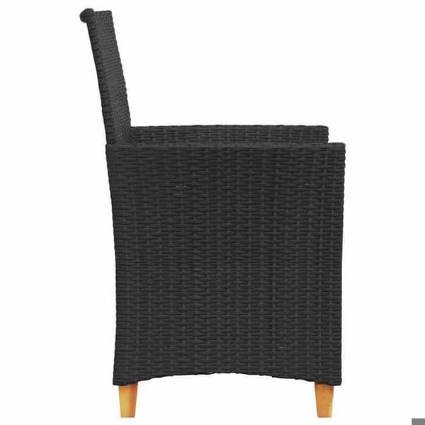 Maison Exclusive - Trädgårdsstolar med kuddar, set om 2, svart flätad resin och trä