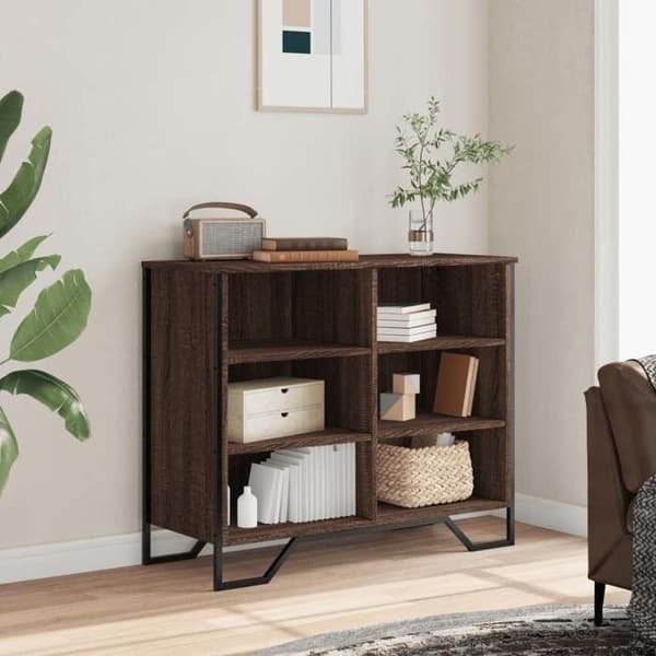 Maison Exclusive - Buffet i brunt egetræ 91x35,5x74,5 cm i ingeniørtræ