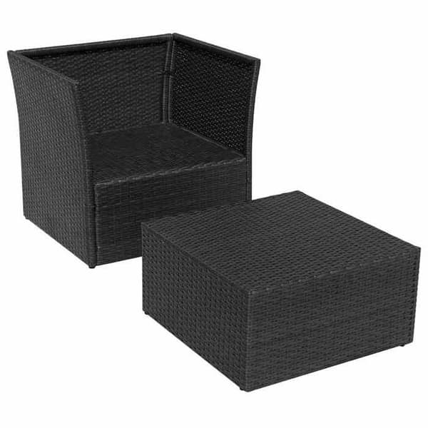 Maison Exclusive - Puutarhatuoli ja musta punottu jakkara