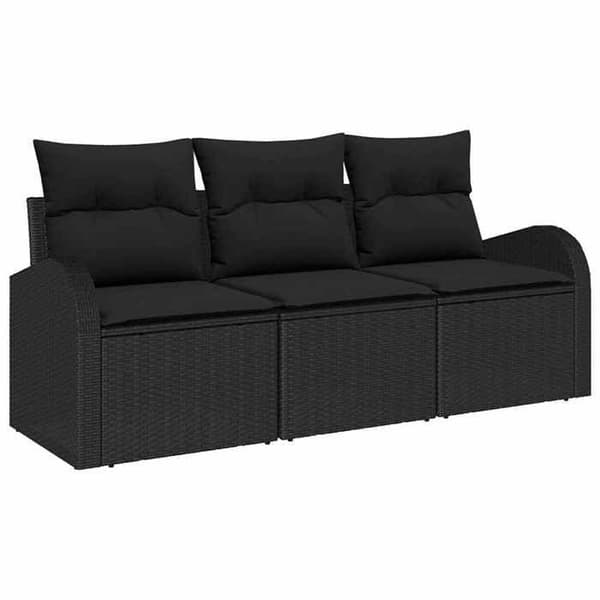 Havemøbel - EKSKLUSIVT HUS - Modulerbart - Sort poly rattan - Epoxy stålramme - Vejrbestandige puder Svart