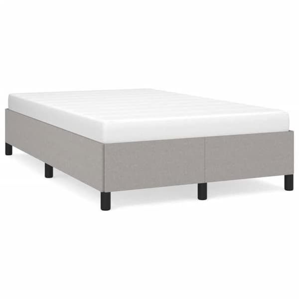 Sengestel - EKSKLUSIV HUS - 120 x 190 cm - Lys grå - 100% polyester stof - Lamel i krydsfiner Ljusgrått