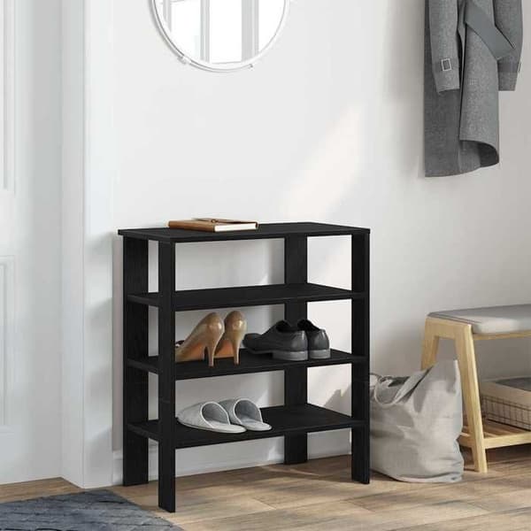 Maison Exclusive - Skohylde sort 61x32x70 cm ingeniørtræ Svart