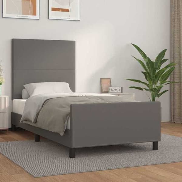 Maison Exclusive - Sängram utan madrass grå 80x200 cm konstläder