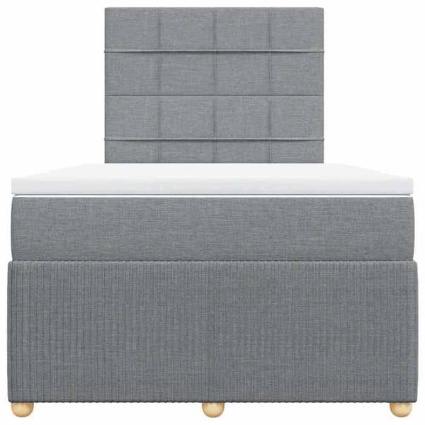 Sengestel med madras - EKSKLUSIV HUS - 120x200 cm - Lys grå - Pocketfjedre - Justerbar hovedgærde