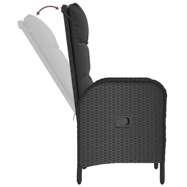 Maison Exclusive - Puutarhakalustesarja tyynyillä 7 kpl Musta punottu muovi