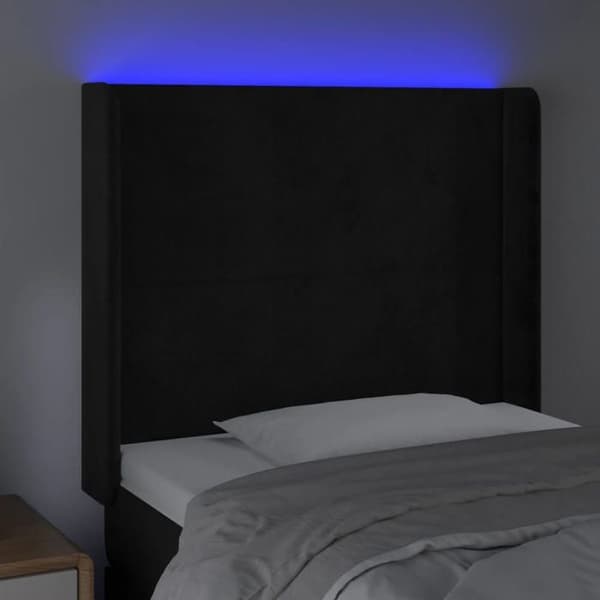 Maison Exclusive - LED Hovedgærde Sort 83x16x118/128 cm Velour svart