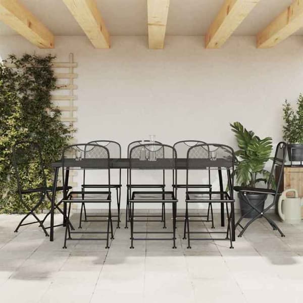 Havemøbler - EKSKLUSIVT HUS - Net - Antracit - Metal - 9 foldbare dele antracit