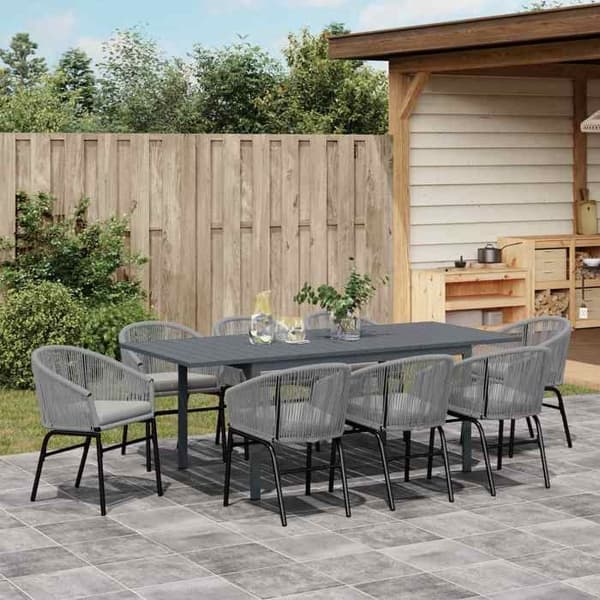 Maison Exclusive - 9 pc have spisebordssæt i grå polyrotin Grå