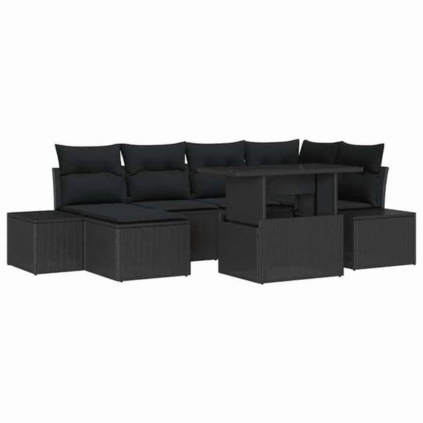 Maison Exclusive - 7-delars trädgårdsoff-set i svart polyrotting