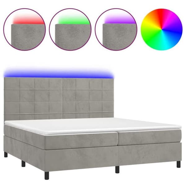 Maison Exclusive - Lamelseng madras og LED Lys Grå 200x200 cm