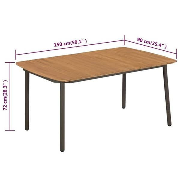Maison Exclusive - Havebord 150 x 90 x 72 cm Solid akacietræ og stål