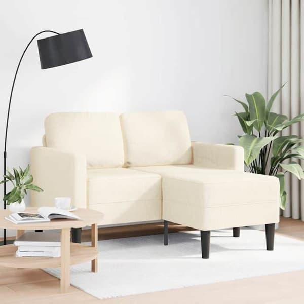 Maison Exclusive - 2-sits soffa med L-formad divan i krämfärgad lin 125 cm