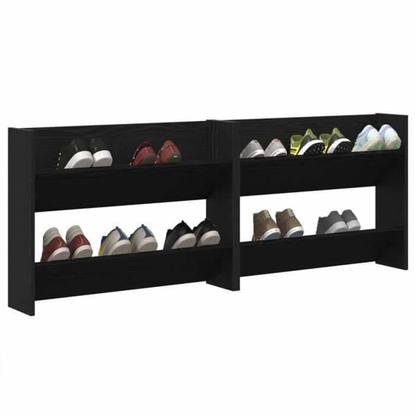 Skoopbevaring - EKSKLUSIV HUS - 83 x 18 x 60 cm - Ingeniørtræ - Væghængt - Sort