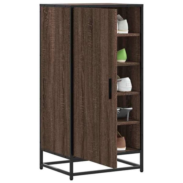 Maison Exclusive - Skohylde i brunt egetræ 48x38x97,5 cm i ingeniørtræ