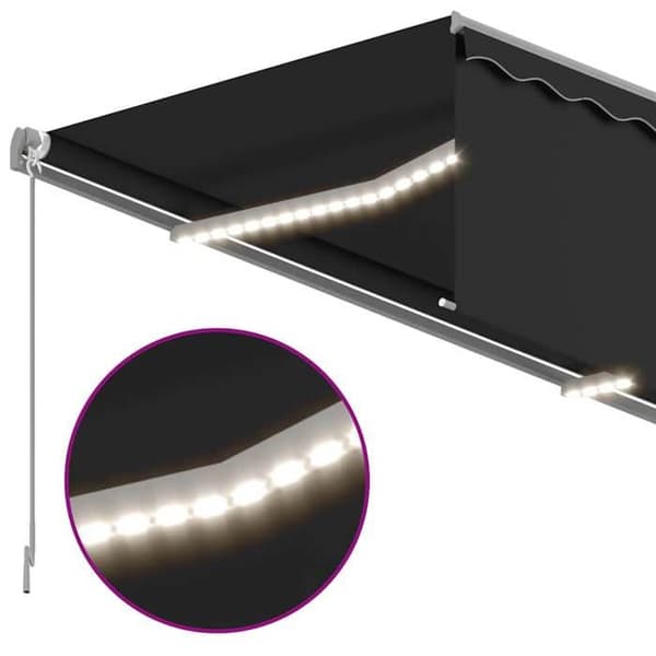 Fällbart tak - EXKLUSIV HUS - Manual - 3,5 x 2,5 m - Pulverlackerad aluminium - Solenergi LED antracit