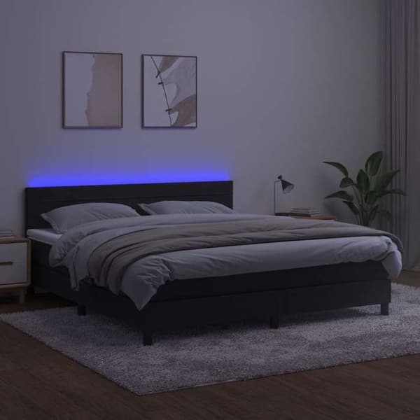 Maison Exclusive - Lautasängyn runko vuodevaatteineen ja LED-valoilla musta 180x200 cm